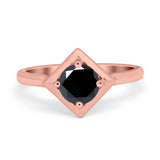 Round Solitaire Engagement Ring Simulated Cubic Zirconia 925 Sterling Silver