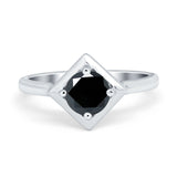 Round Solitaire Engagement Ring Simulated Cubic Zirconia 925 Sterling Silver