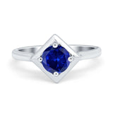 Round Solitaire Engagement Ring Simulated Cubic Zirconia 925 Sterling Silver