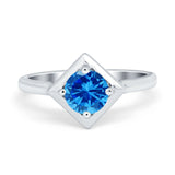 Round Solitaire Engagement Ring Simulated Cubic Zirconia 925 Sterling Silver