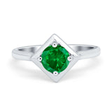 Round Solitaire Engagement Ring Simulated Cubic Zirconia 925 Sterling Silver