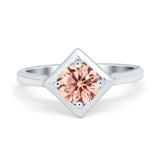 Round Solitaire Engagement Ring Simulated Cubic Zirconia 925 Sterling Silver