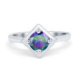 Round Solitaire Engagement Ring Simulated Cubic Zirconia 925 Sterling Silver