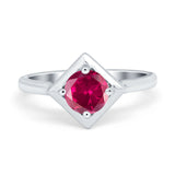 Round Solitaire Engagement Ring Simulated Cubic Zirconia 925 Sterling Silver