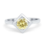 Round Solitaire Engagement Ring Simulated Cubic Zirconia 925 Sterling Silver