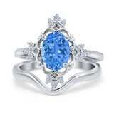 Two Piece Art Deco Engagement Ring Simulated Cubic Zirconia 925 Sterling Silver