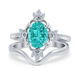 Two Piece Art Deco Engagement Ring Simulated Cubic Zirconia 925 Sterling Silver