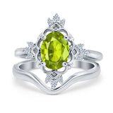 Two Piece Art Deco Engagement Ring Simulated Cubic Zirconia 925 Sterling Silver