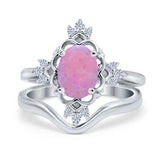 Two Piece Art Deco Engagement Ring Simulated Cubic Zirconia 925 Sterling Silver