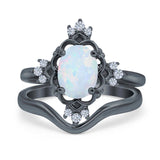 Two Piece Art Deco Engagement Ring Simulated Cubic Zirconia 925 Sterling Silver
