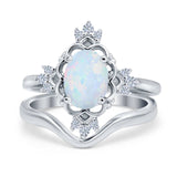 Two Piece Art Deco Engagement Ring Simulated Cubic Zirconia 925 Sterling Silver