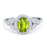 Oval Art Deco Engagement Ring Round Simulated Cubic Zirconia 925 Sterling Silver