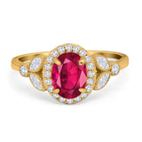 Oval Art Deco Engagement Ring Round Simulated Cubic Zirconia 925 Sterling Silver