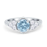 Filigree Wedding Ring Round Simulated Cubic Zirconia 925 Sterling Silver