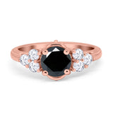 Filigree Wedding Ring Round Simulated Cubic Zirconia 925 Sterling Silver