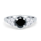 Filigree Wedding Ring Round Simulated Cubic Zirconia 925 Sterling Silver
