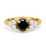 Filigree Wedding Ring Round Simulated Cubic Zirconia 925 Sterling Silver