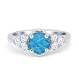 Filigree Wedding Ring Round Simulated Cubic Zirconia 925 Sterling Silver