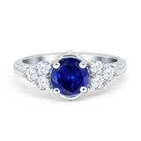 Filigree Wedding Ring Round Simulated Cubic Zirconia 925 Sterling Silver