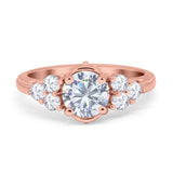Filigree Wedding Ring Round Simulated Cubic Zirconia 925 Sterling Silver