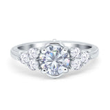 Filigree Wedding Ring Round Simulated Cubic Zirconia 925 Sterling Silver