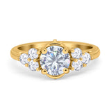 Filigree Wedding Ring Round Simulated Cubic Zirconia 925 Sterling Silver