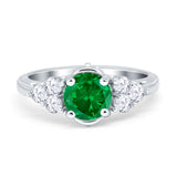 Filigree Wedding Ring Round Simulated Cubic Zirconia 925 Sterling Silver