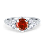 Filigree Wedding Ring Round Simulated Cubic Zirconia 925 Sterling Silver
