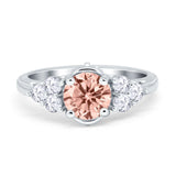 Filigree Wedding Ring Round Simulated Cubic Zirconia 925 Sterling Silver
