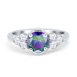 Filigree Wedding Ring Round Simulated Cubic Zirconia 925 Sterling Silver