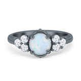 Filigree Wedding Ring Round Simulated Cubic Zirconia 925 Sterling Silver
