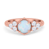 Filigree Wedding Ring Round Simulated Cubic Zirconia 925 Sterling Silver
