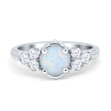 Filigree Wedding Ring Round Simulated Cubic Zirconia 925 Sterling Silver