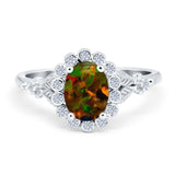 Vintage Oval Engagement Ring Simulated Cubic Zirconia 925 Sterling Silver