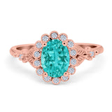 Vintage Oval Engagement Ring Simulated Cubic Zirconia 925 Sterling Silver