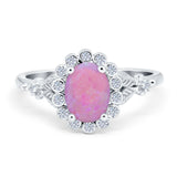 Vintage Oval Engagement Ring Simulated Cubic Zirconia 925 Sterling Silver