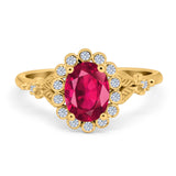 Vintage Oval Engagement Ring Simulated Cubic Zirconia 925 Sterling Silver