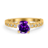 Solitaire Accent Wedding Ring Round Simulated Cubic Zirconia 925 Sterling Silver