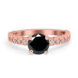 Solitaire Accent Wedding Ring Round Simulated Cubic Zirconia 925 Sterling Silver