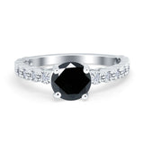 Solitaire Accent Wedding Ring Round Simulated Cubic Zirconia 925 Sterling Silver