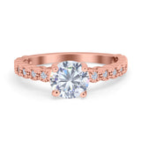 Solitaire Accent Wedding Ring Round Simulated Cubic Zirconia 925 Sterling Silver