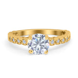 Solitaire Accent Wedding Ring Round Simulated Cubic Zirconia 925 Sterling Silver
