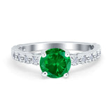 Solitaire Accent Wedding Ring Round Simulated Cubic Zirconia 925 Sterling Silver