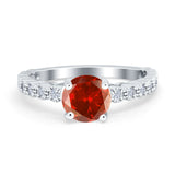 Solitaire Accent Wedding Ring Round Simulated Cubic Zirconia 925 Sterling Silver