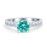 Solitaire Accent Wedding Ring Round Simulated Cubic Zirconia 925 Sterling Silver