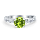 Solitaire Accent Wedding Ring Round Simulated Cubic Zirconia 925 Sterling Silver