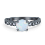Solitaire Accent Wedding Ring Round Simulated Cubic Zirconia 925 Sterling Silver