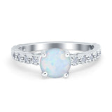 Solitaire Accent Wedding Ring Round Simulated Cubic Zirconia 925 Sterling Silver