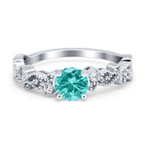 Filigree Art Deco Wedding Ring Round Simulated Cubic Zirconia 925 Sterling Silver
