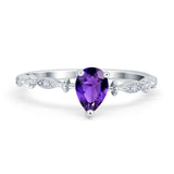 Teardrop Wedding Ring Simulated Cubic Zirconia 925 Sterling Silver
